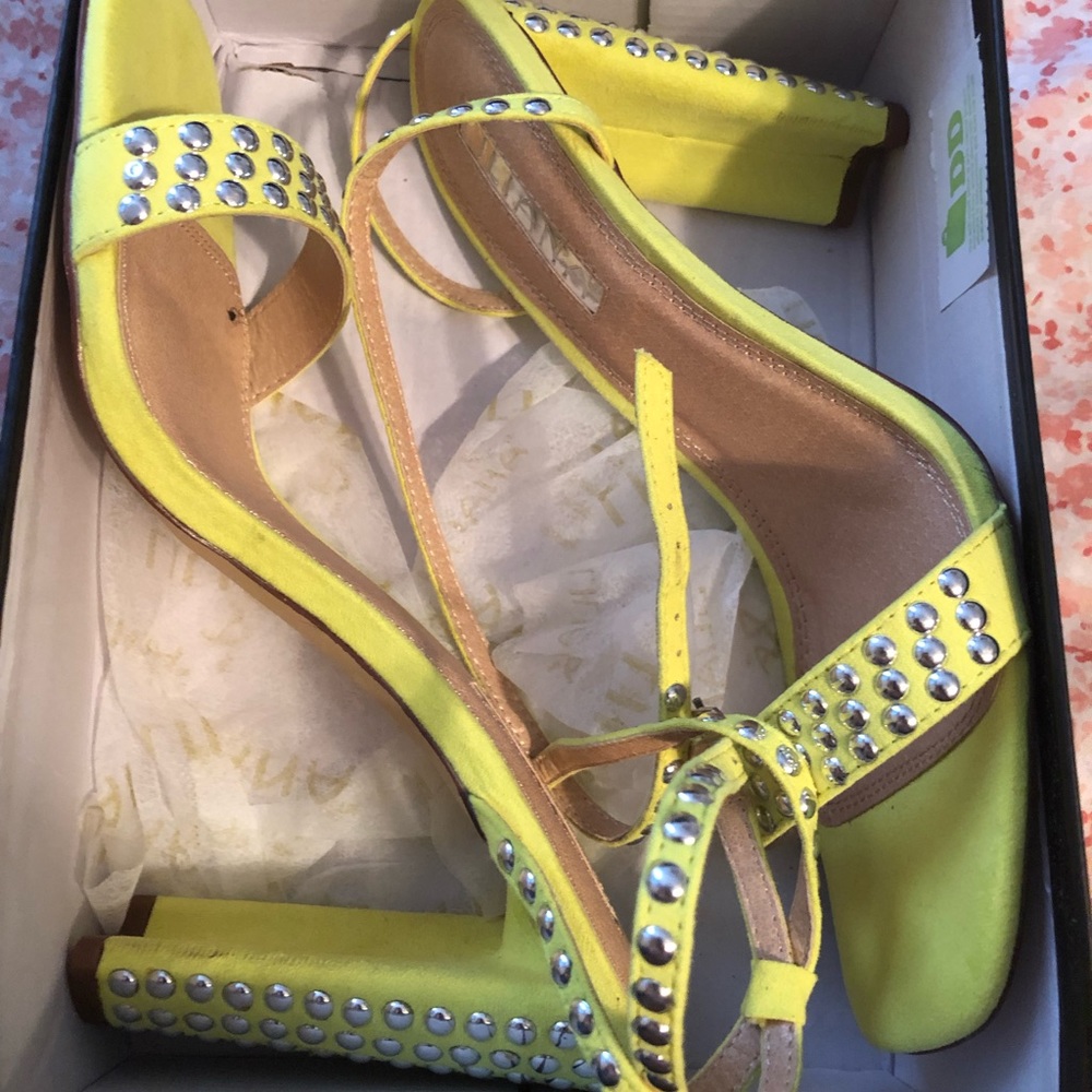 Yellow look of neon green with silver studs